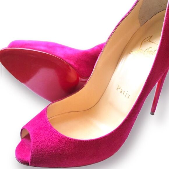 Christian Louboutin Pink Suede Hyper Prive Peep Toe Platform Pumps |Size: EU38| - Picture 4 of 9